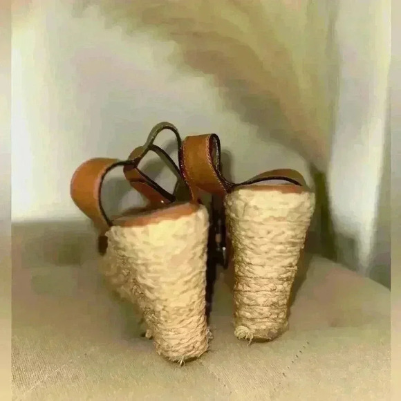 Coach Brown Leather Espadrilles Gracyn Wedges Sandals Women’s 6M - Picture 5 of 6